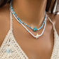 Turquoise and Bone Starfish Necklace Set