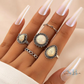 Yellow Opal and Silver Boho Ring Set