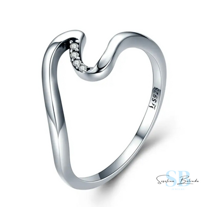 Ocean Wave Raindrop Sterling Silver Stacking Ring