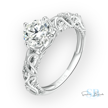 Diamond Solitaire Sterling Silver Ring