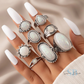 Moonstone and Silver Boho Ring Set