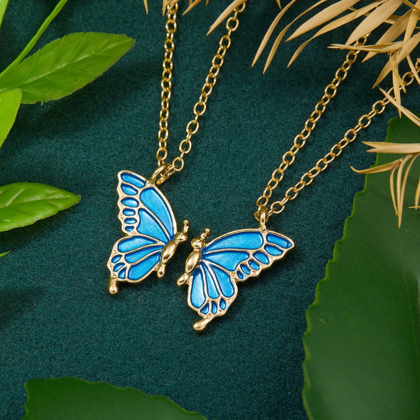 Golden Butterfly Friendship Necklace Set
