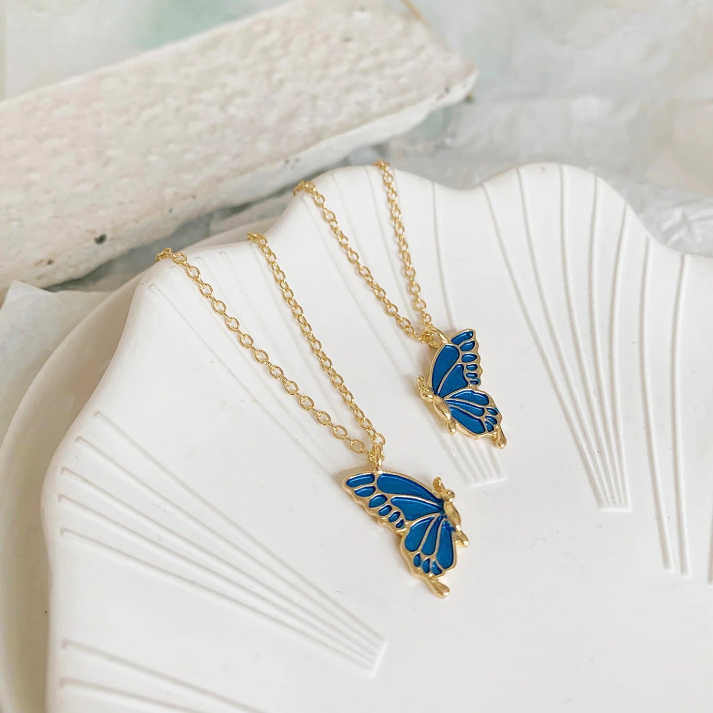 Golden Butterfly Friendship Necklace Set