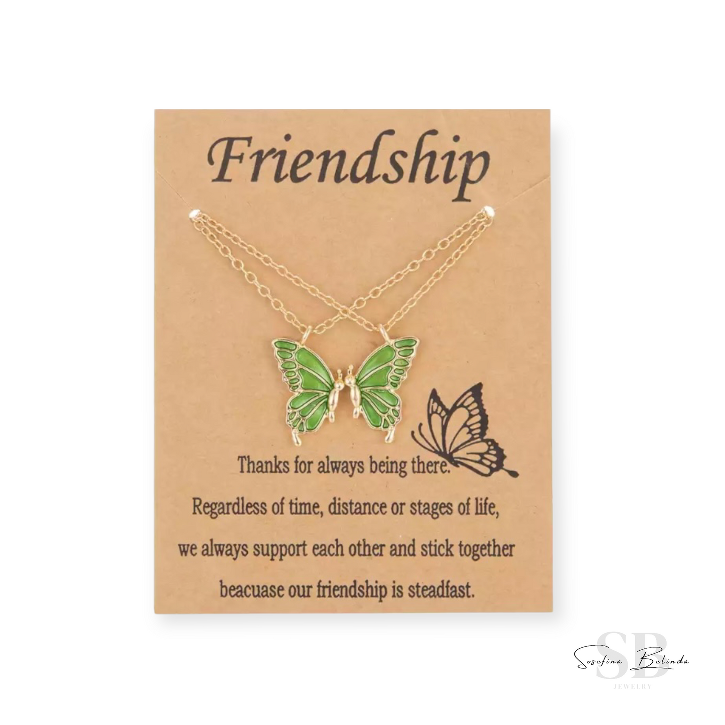 Golden Butterfly Friendship Necklace Set