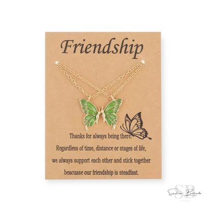 Golden Butterfly Friendship Necklace Set