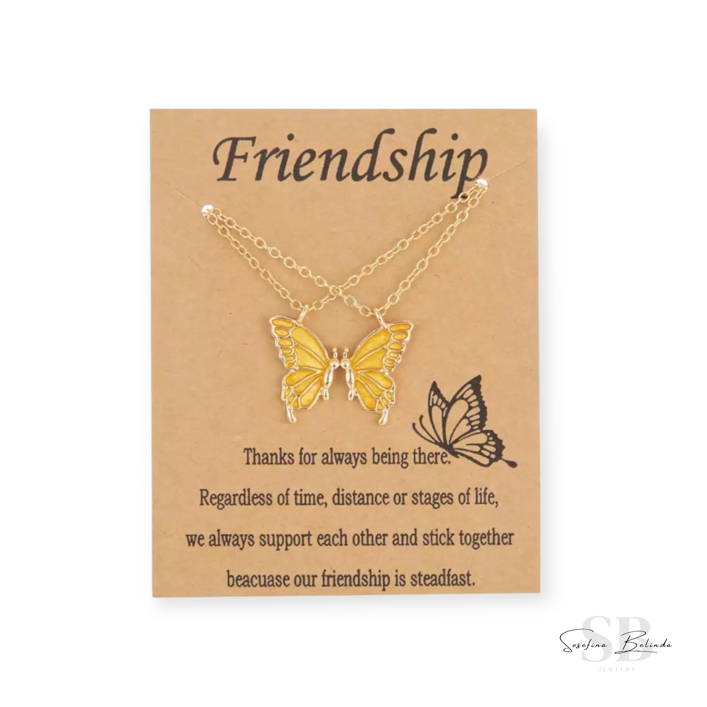 Golden Butterfly Friendship Necklace Set