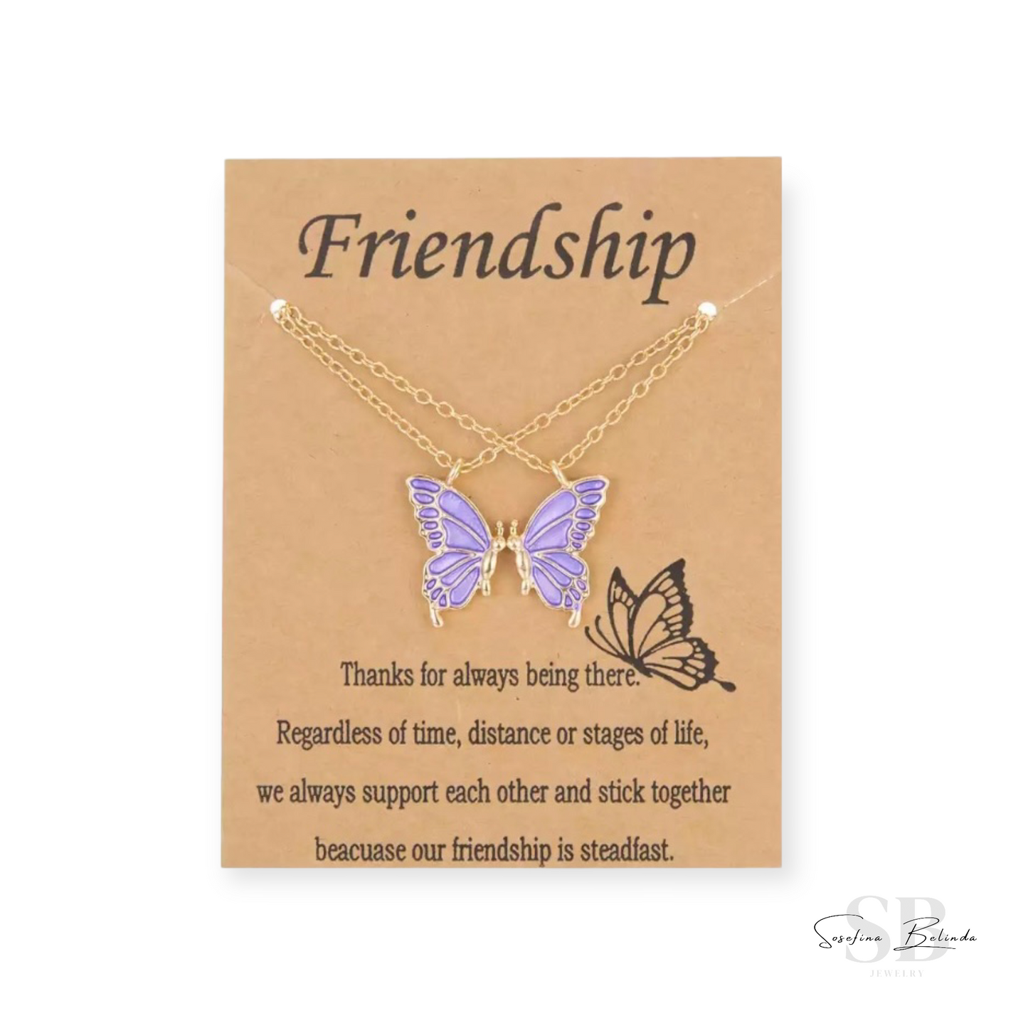 Golden Butterfly Friendship Necklace Set