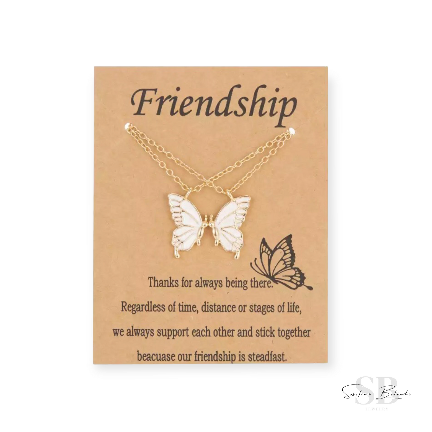 Golden Butterfly Friendship Necklace Set