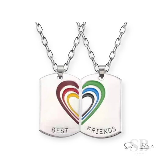 Rainbow Pride Best Friends Dogtags Friendship Necklace Set