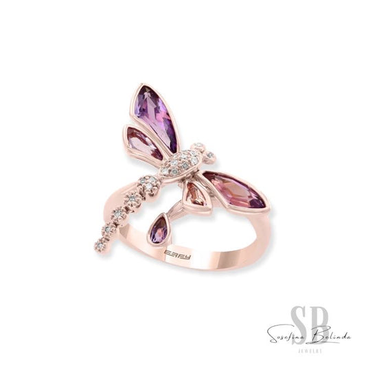 Rose Gold Dragonfly Statement Ring